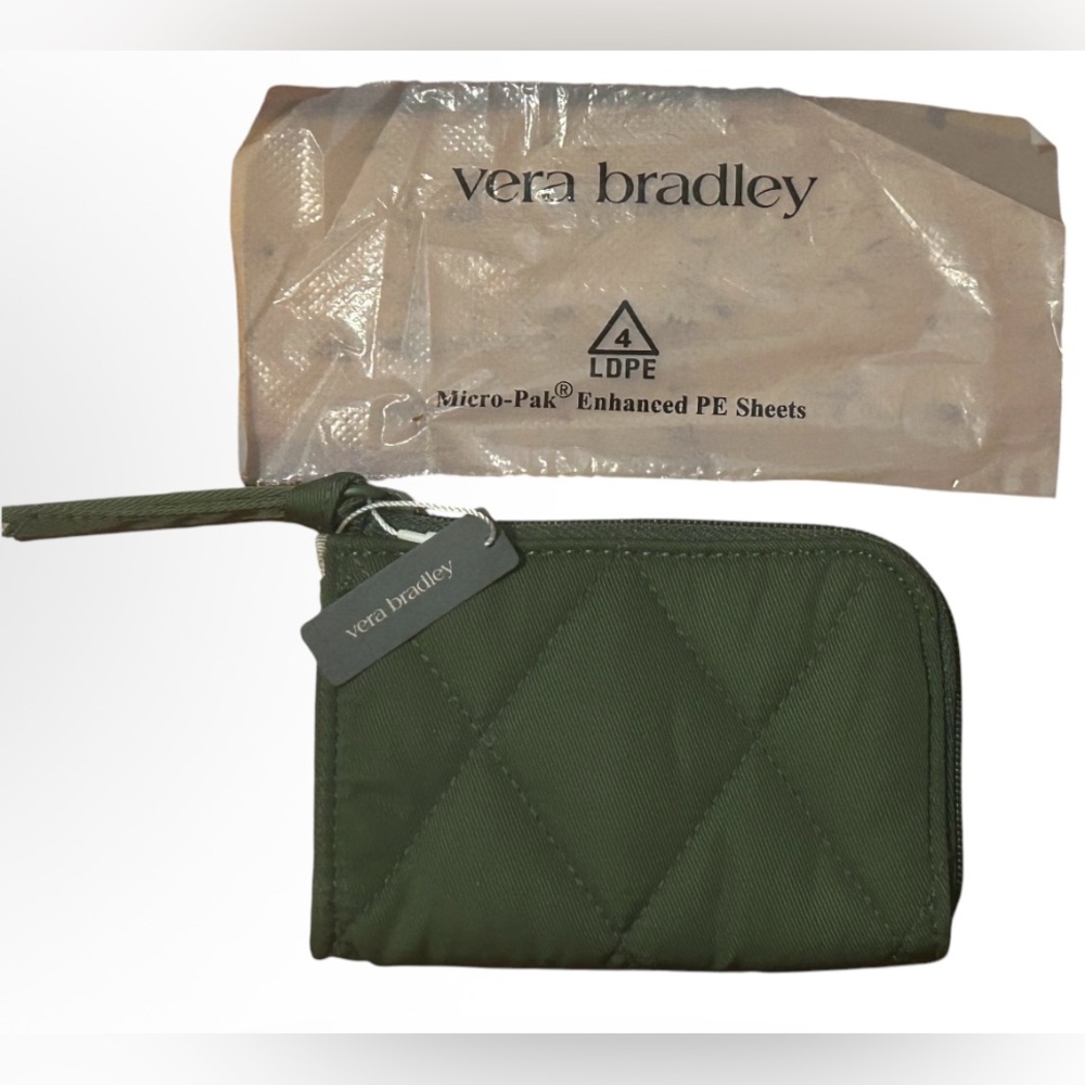 Vera Bradley Olive Green Quilted Wristlet Small NWT